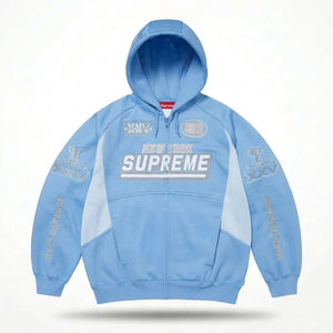 Supreme Football Zip Up Hooded Sweatshirt 'Light Blue'