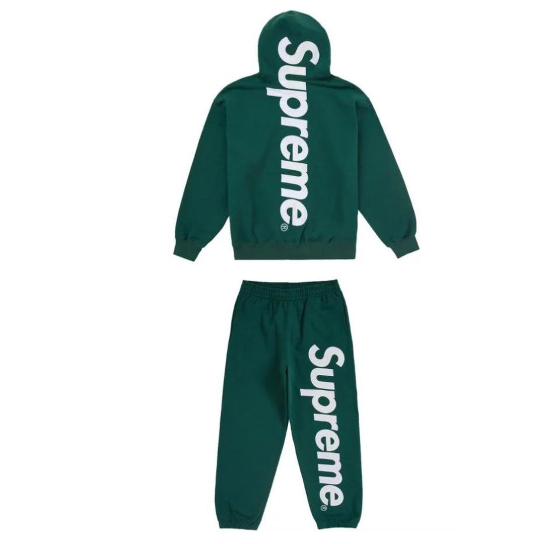 Supreme Satin Applique Hooded Sweatshirt & Sweatpant Set Green