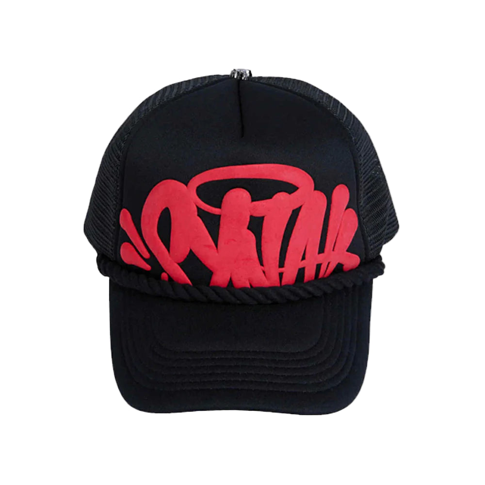 syna world シナワールド キャップ ロープ ブラック 黒 Syna World Rope Trucker Hat 'Black / Red' – HOODLUMS UK
