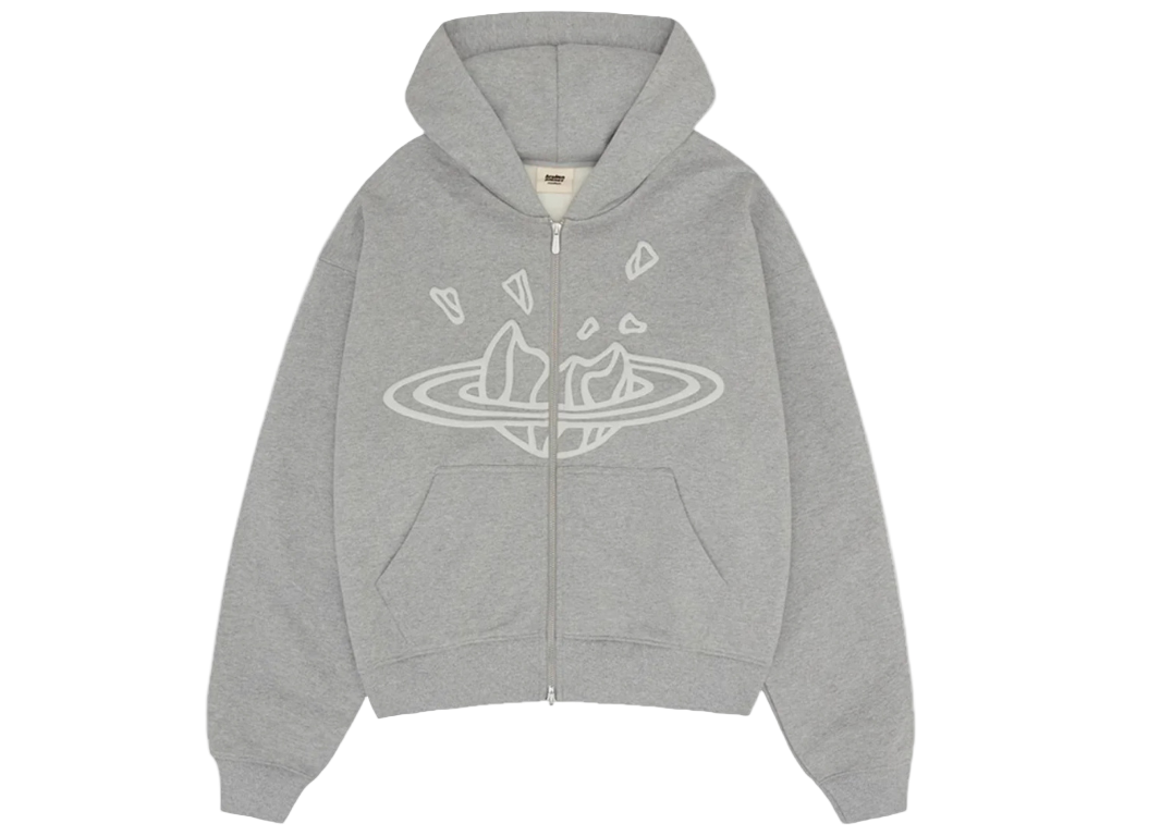 Broken Planet Zip Up Hoodie Heather Grey