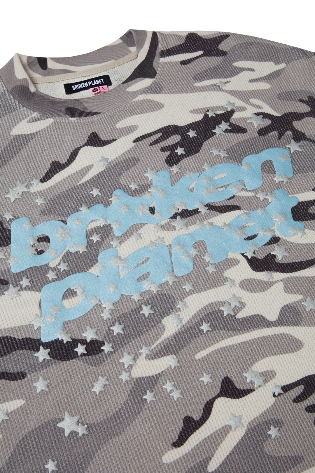 Broken Planet Grey STAR CAMO WAFFLE LONG SLEEVE