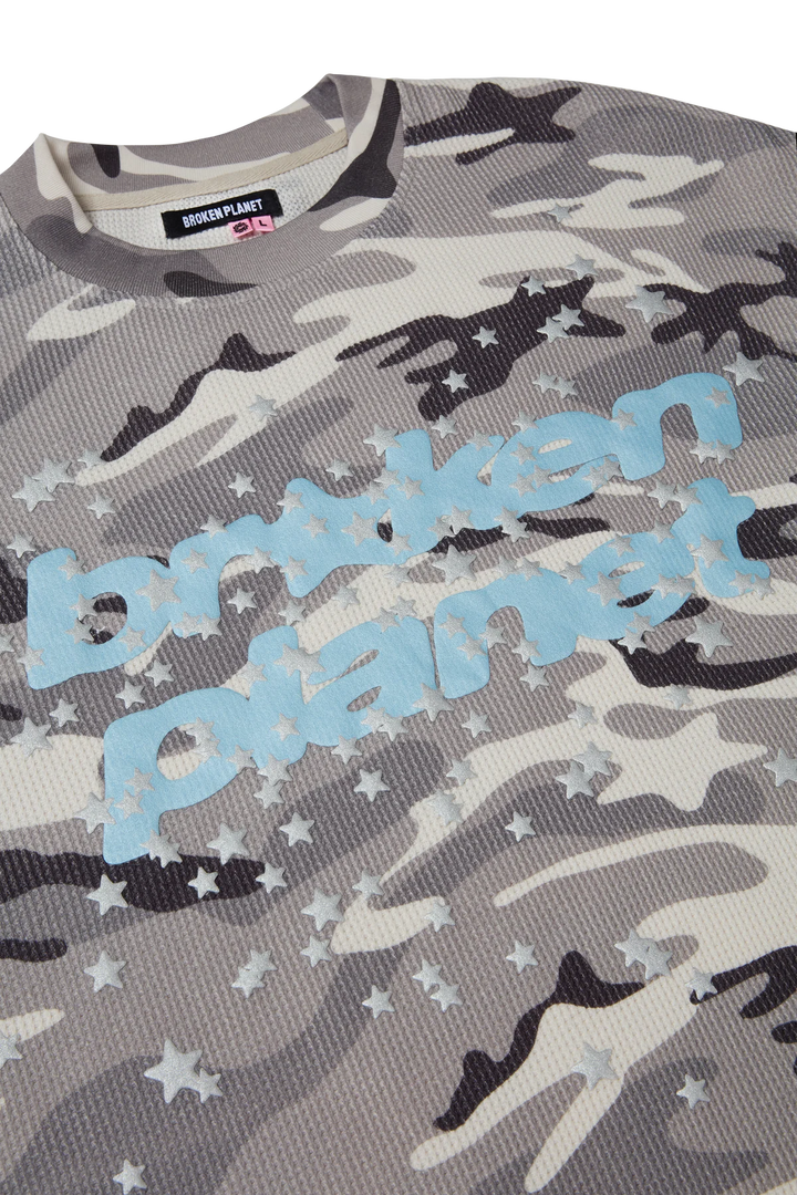 Broken Planet Grey STAR CAMO WAFFLE LONG SLEEVE