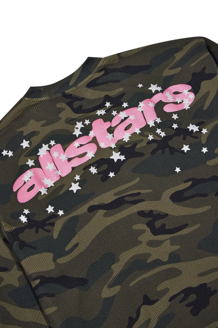 Broken Planet GREEN STAR CAMO WAFFLE LONG SLEEVE