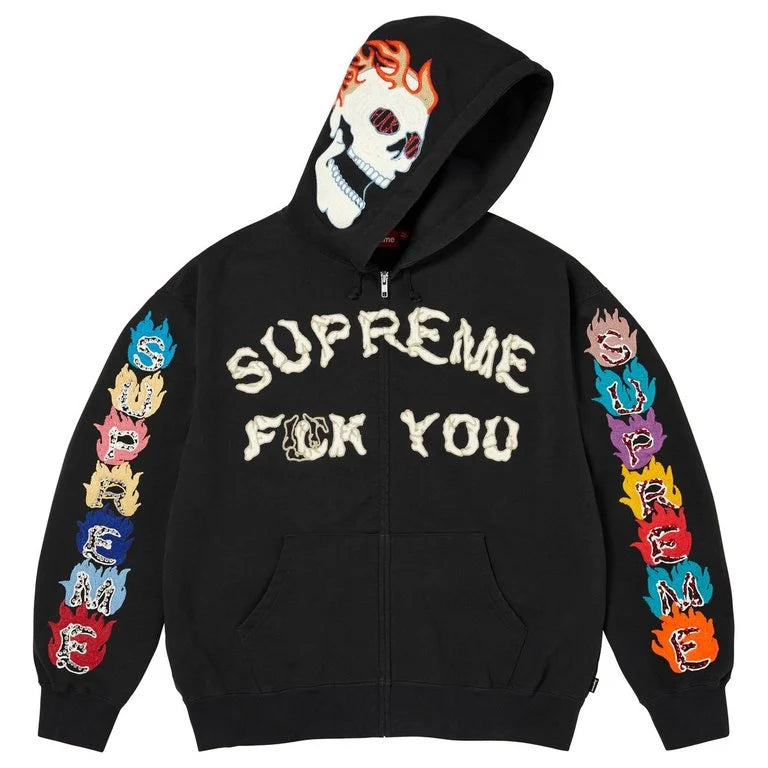 Supreme F*ck You Zip Up Hooded Sweatshirt ‘Black’