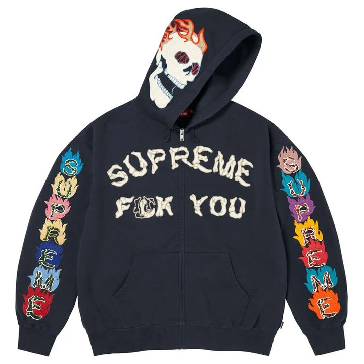 Supreme F*ck You Zip Up Hooded Sweatshirt ‘Navy’