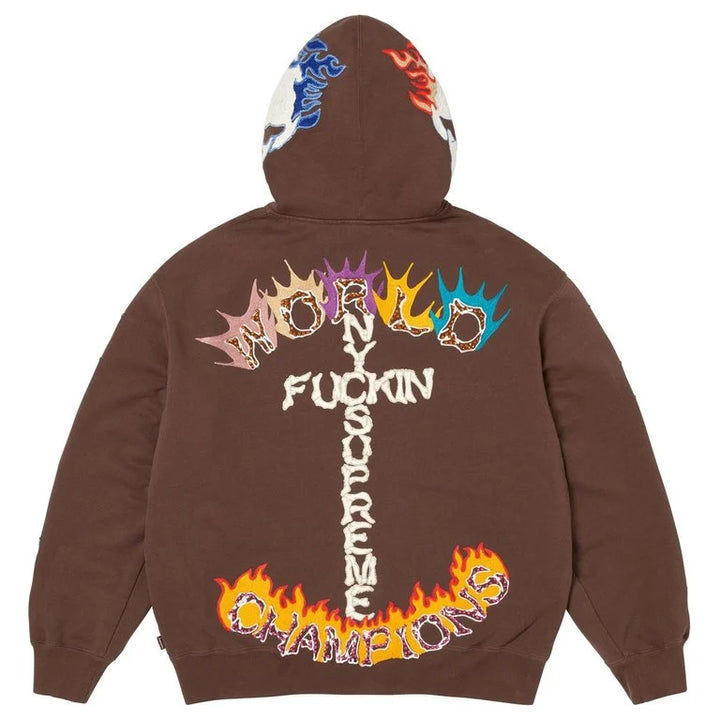Supreme F*ck You Zip Up Hooded Sweatshirt ‘Brown’