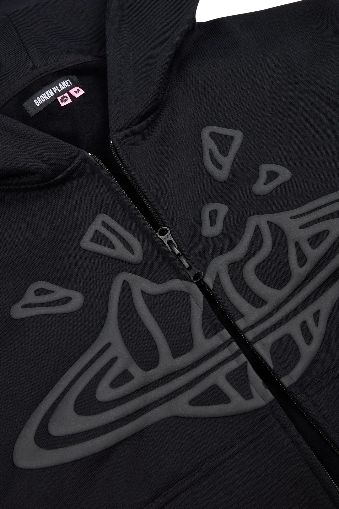 Broken Planet Zip-Up Hoodie - Midnight Black