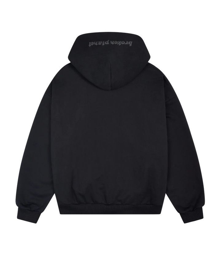 Broken Planet Zip-Up Hoodie - Midnight Black