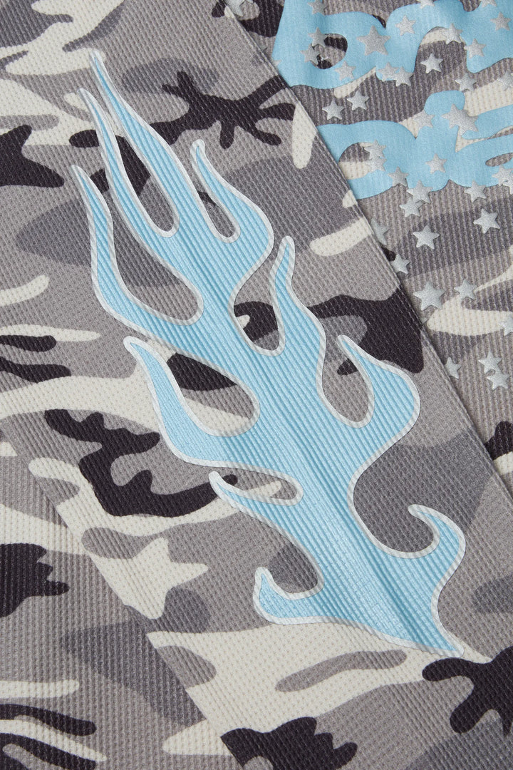 Broken Planet Grey STAR CAMO WAFFLE LONG SLEEVE