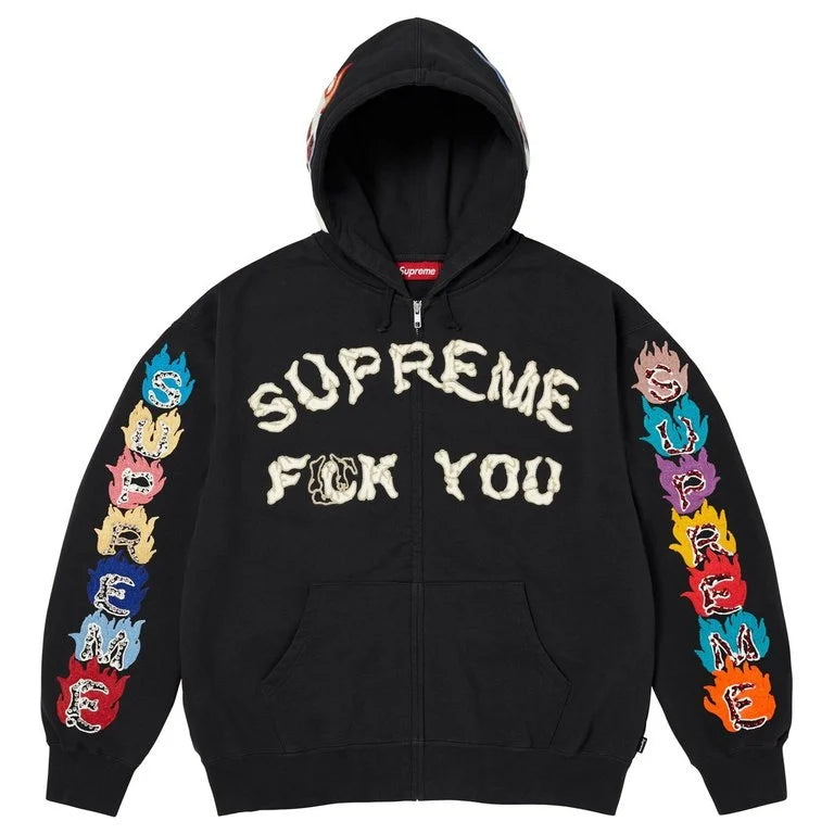 Supreme F*ck You Zip Up Hooded Sweatshirt ‘Black’