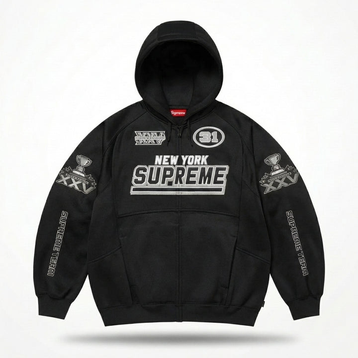 Supreme Football Zip Up Hooded Sweatshirt 'Black'
