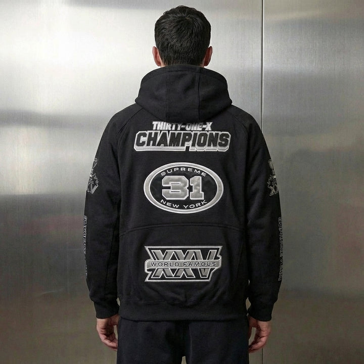 Supreme Football Zip Up Hooded Sweatshirt 'Black'