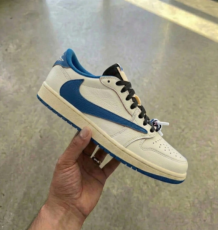 Fragment Design x Travis Scott x Jordan 1 Low OG SP 'Sail Military Blue'