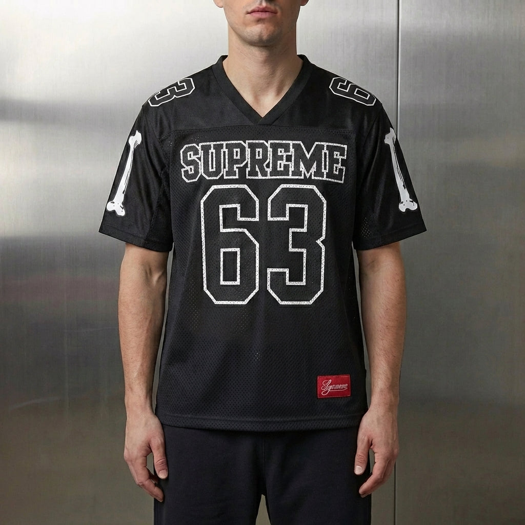 Supreme Bones Football Jersey Black FW25 | Jersey | Hoodlums UK