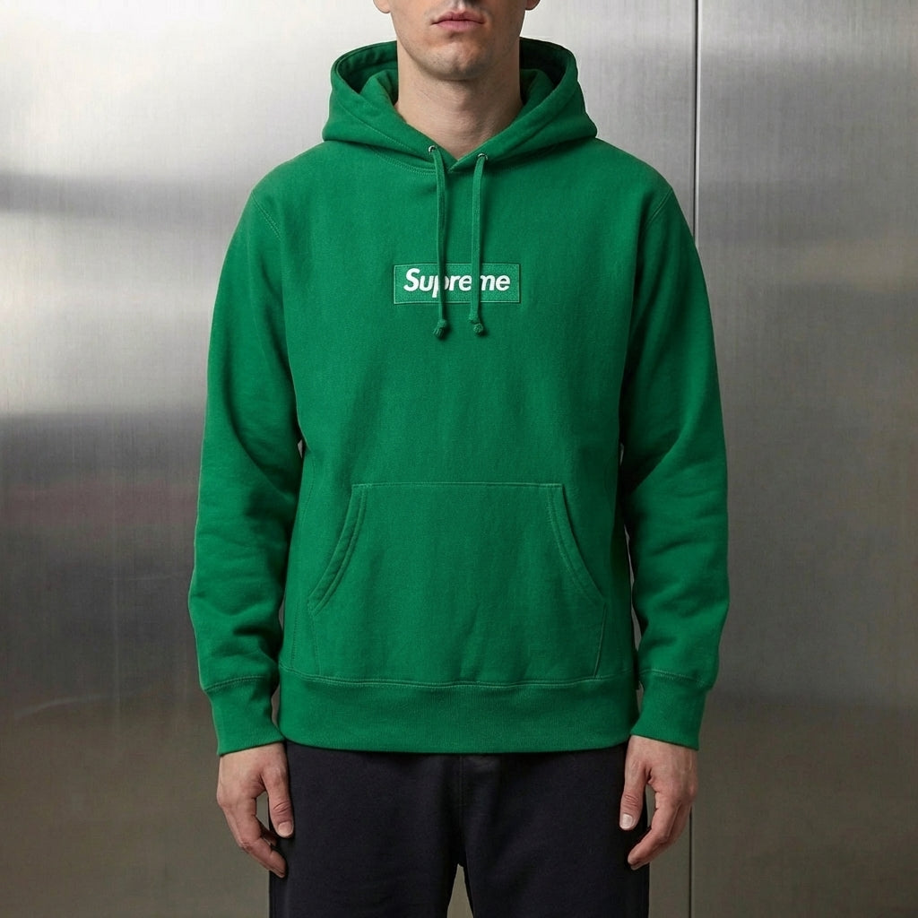 Supreme Satin Applique Hooded Sweatshirt & Sweatpant Set Grey FW25