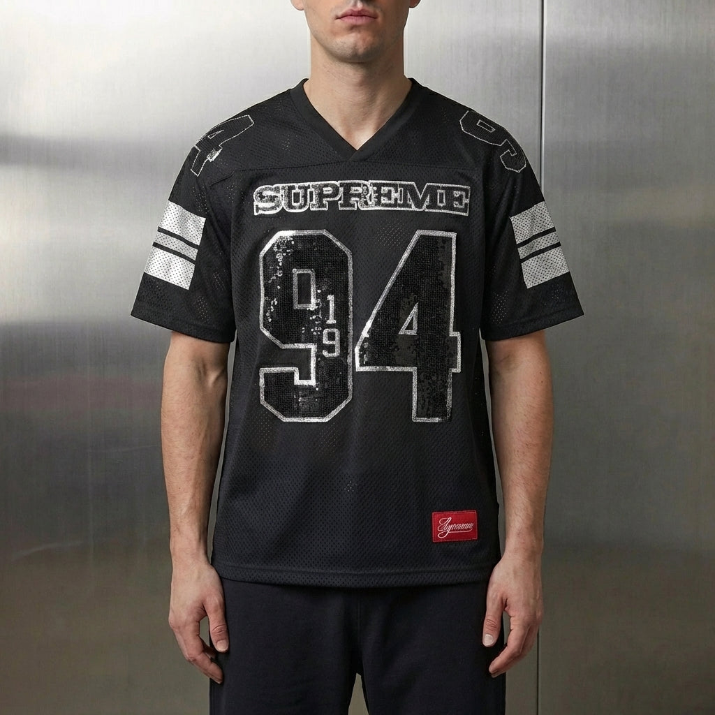 Supreme Sequin Football Jersey 'Black'
