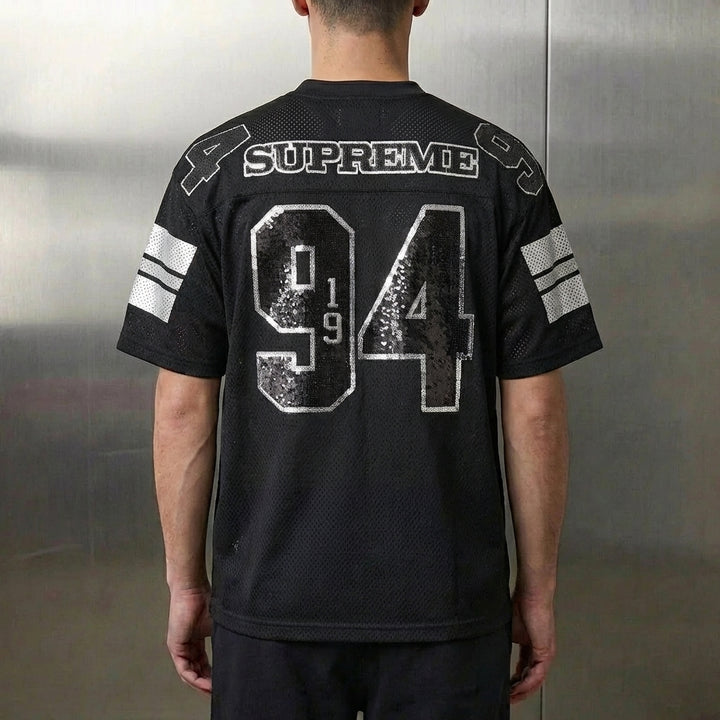 Supreme Sequin Football Jersey 'Black'