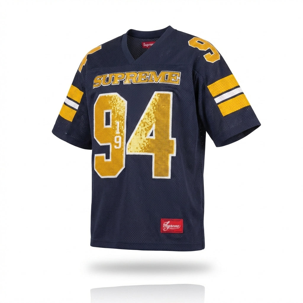 Supreme Sequin Football Jersey Black FW25 | Jersey | Hoodlums UK
