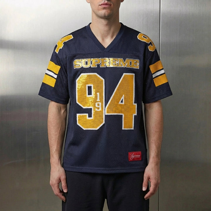 Supreme Sequin Football Jersey 'Navy'