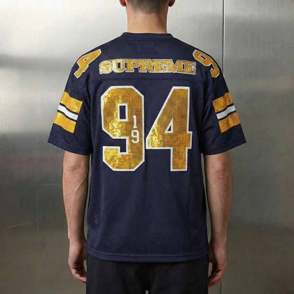 Supreme Sequin Football Jersey 'Navy'