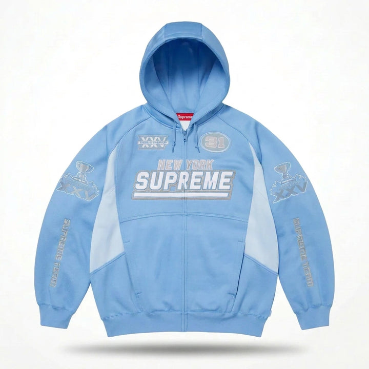 Supreme Football Zip Up Hooded Sweatshirt 'Light Blue'
