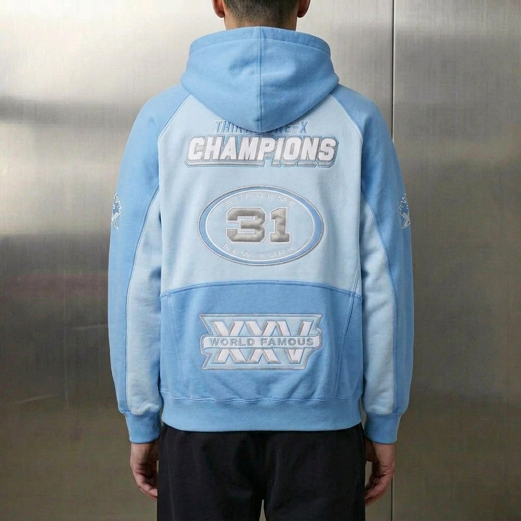 Supreme Football Zip Up Hooded Sweatshirt 'Light Blue'