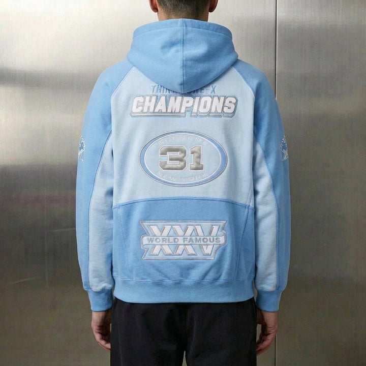 Supreme Football Zip Up Hooded Sweatshirt 'Light Blue'