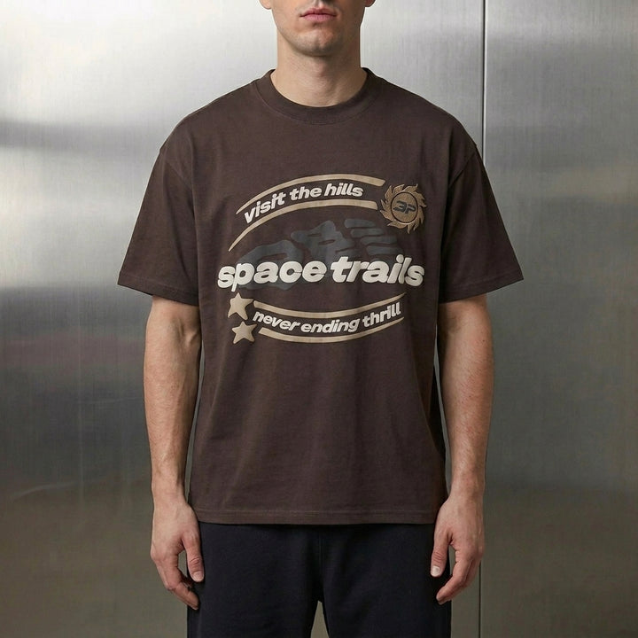 Broken Planet 'Space Trails' T-Shirt 'Mocha Brown'