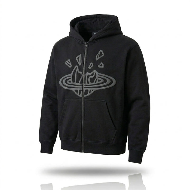 Broken Planet Zip-Up Hoodie 'Midnight Black'