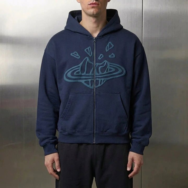 Broken Planet Zip-Up Hoodie 'Deep Navy'