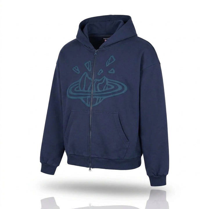 Broken Planet Zip-Up Hoodie 'Deep Navy'
