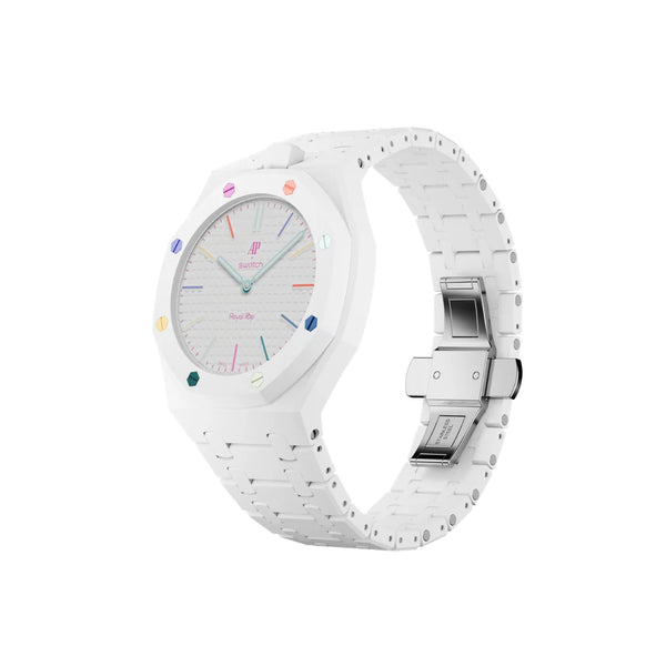 Swatch X Audemars Piget Royal Pop Bioceramic Watch Strap 'Huit Blanc'