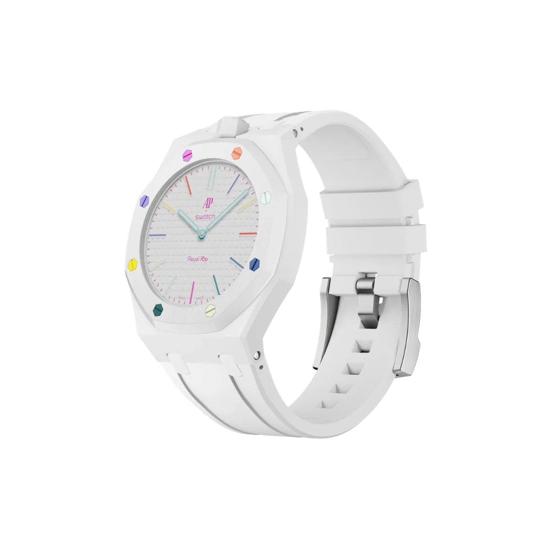 Swatch X Audemars Piguet Royal Pop Silicone Watch Strap 'Huit Blanc'