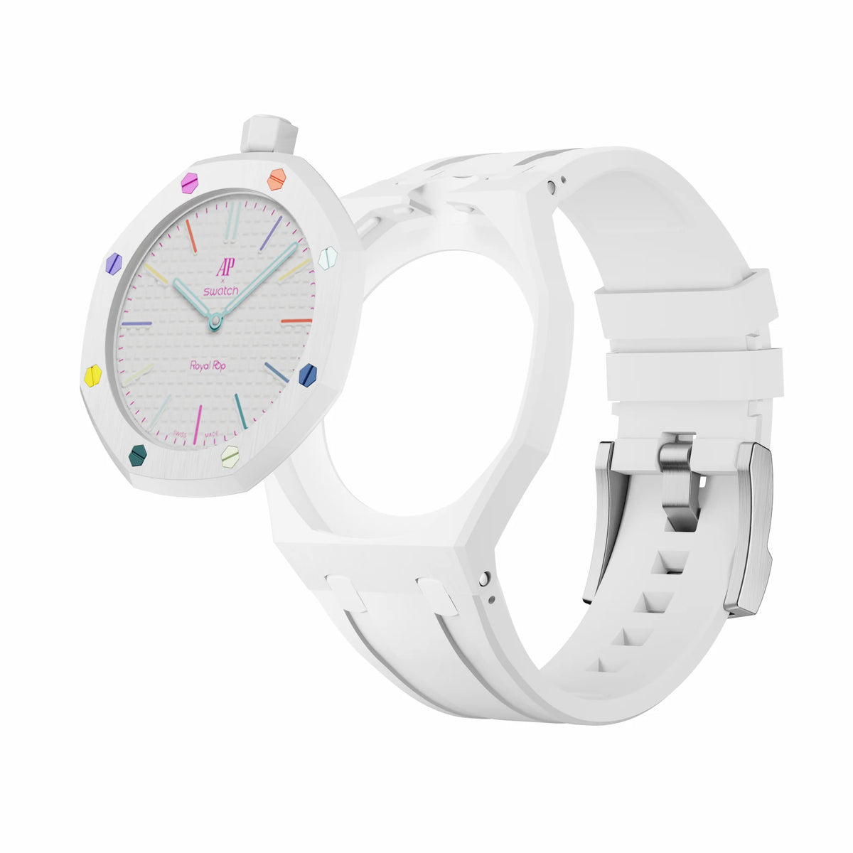 Swatch X Audemars Piguet Royal Pop Silicone Watch Strap 'Huit Blanc'