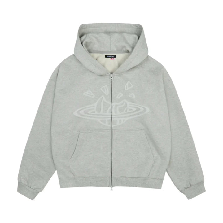 BROKEN PLANET MARKET ZIP UP HOODIE ASH HEATHER GREY