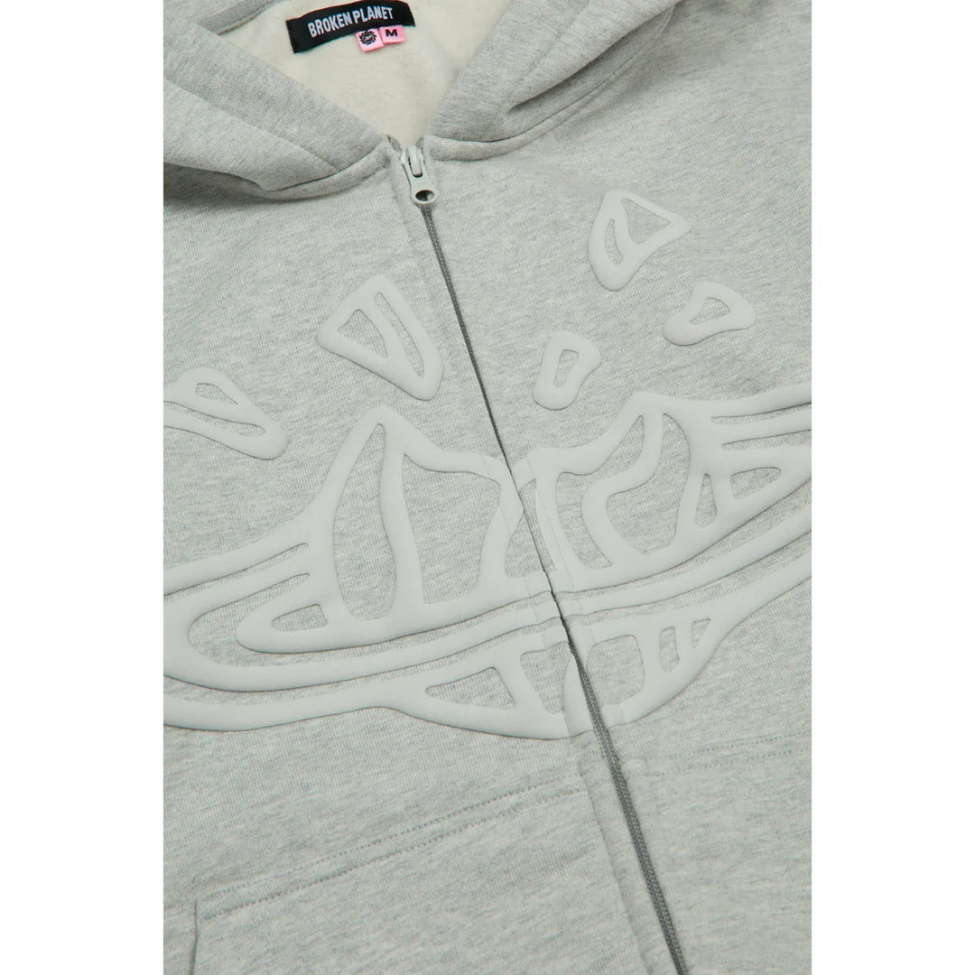 BROKEN PLANET MARKET ZIP UP HOODIE ASH HEATHER GREY