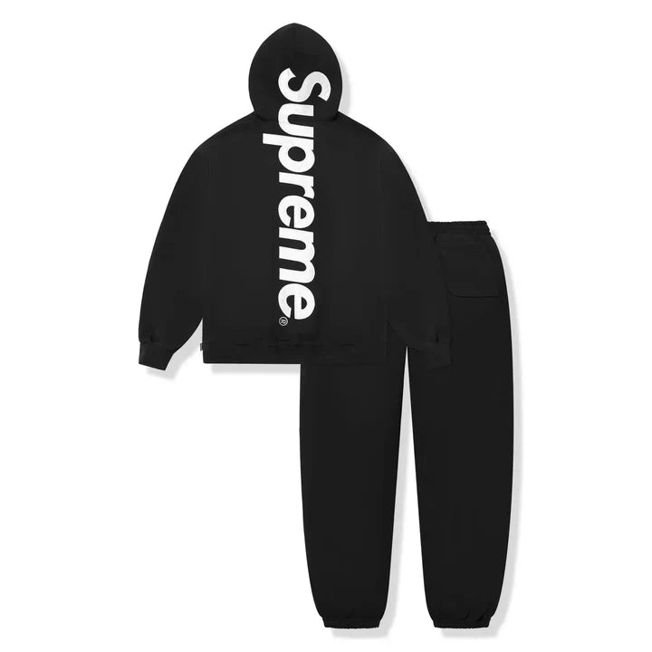 Supreme Satin Applique Hooded Sweatshirt & Sweatpant Set Black FW25