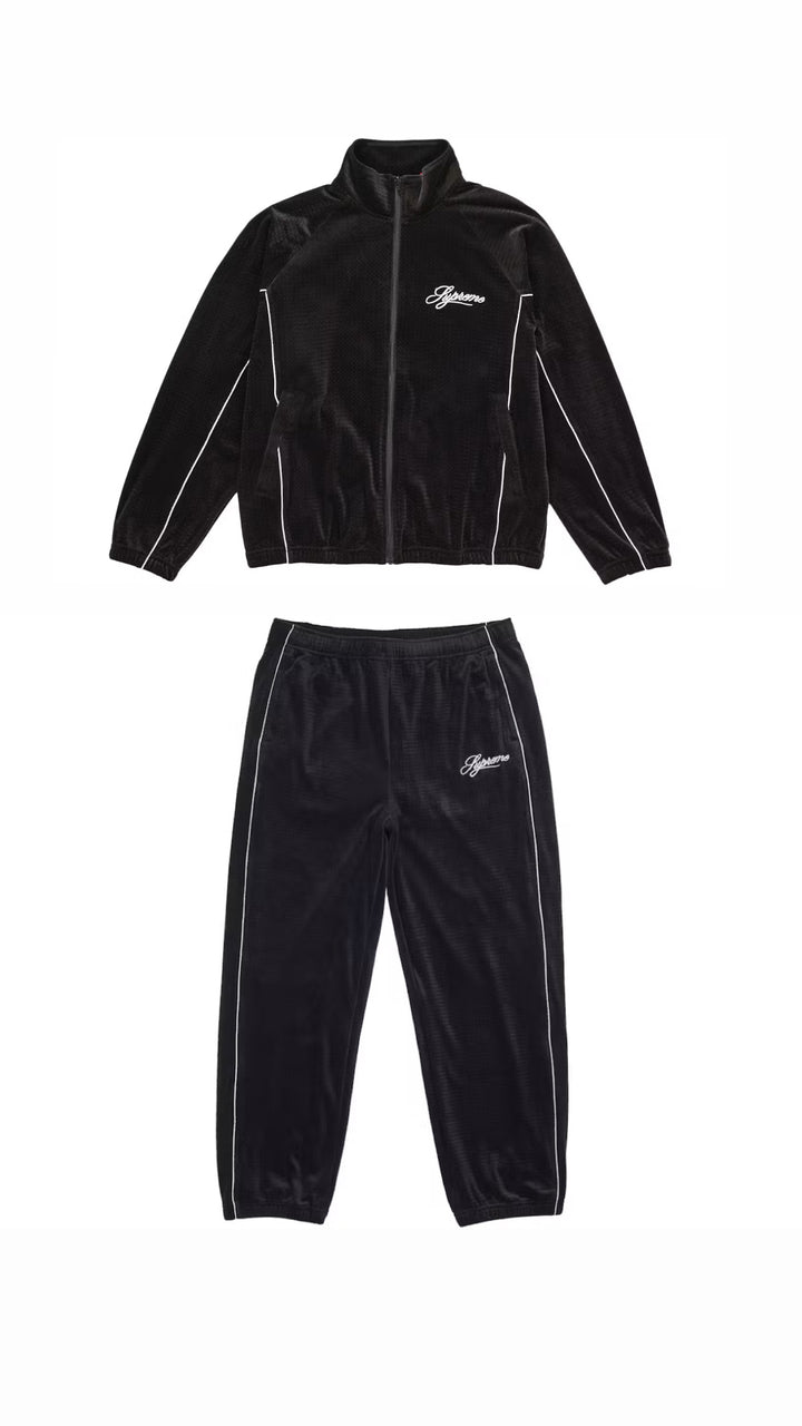 Supreme Velour Mesh Track Jacket & Pant Tracksuit Set ‘Black’ – SS26