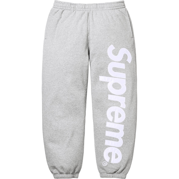 Supreme Satin Applique Hooded Sweatshirt & Sweatpant Set Grey FW25