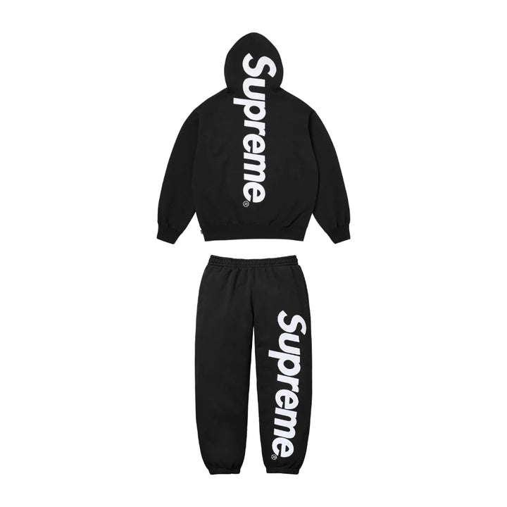 Supreme Satin Applique Hooded Sweatshirt & Sweatpant Set Black FW25