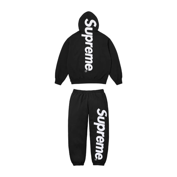 トップス supreme Satin Applique BLACK M size Supreme Satin Applique Hooded Sweatshirt & Sweatpant Set Black