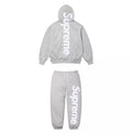 Supreme Satin Applique Hooded Sweatshirt & Sweatpant Set Grey FW25