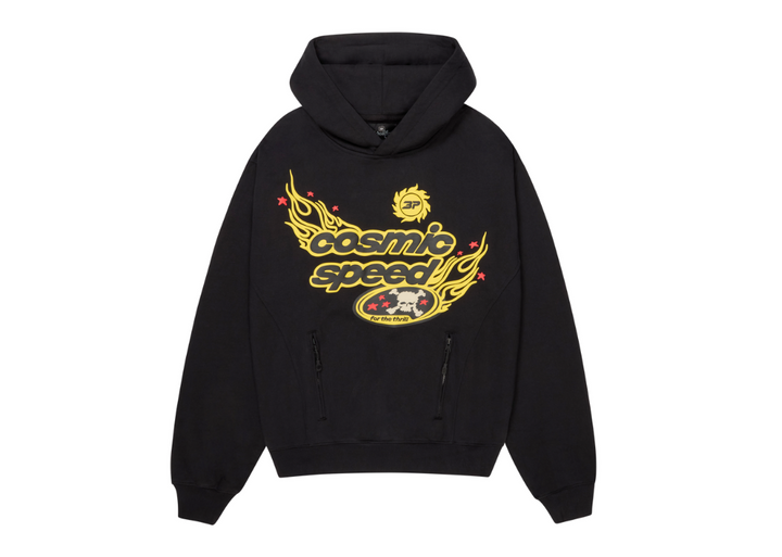 BROKEN PLANET 'COSMIC SPEED' MIDNIGHT BLACK / YELLOW HOODIE