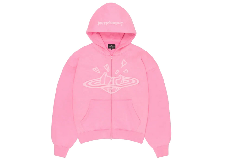 Broken Planet Zip Up Hoodie Candy Pink