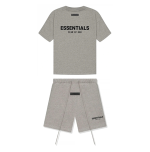 Fear of God Essentials Short Set 'Dark Heather Oatmeal' (SS22)