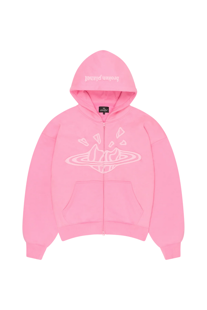 Broken Planet Zip Up Hoodie Candy Pink