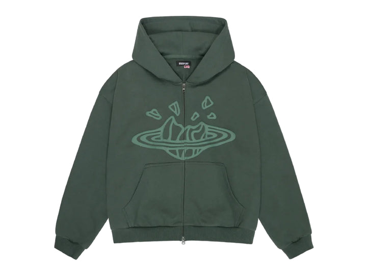 Broken Planet Zip-Up Hoodie - Emerald Green