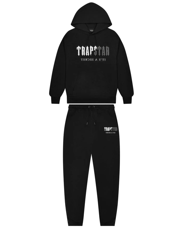 TRAPSTAR DECODED CHENILLE HOODED TRACKSUIT - BLACK / GREY