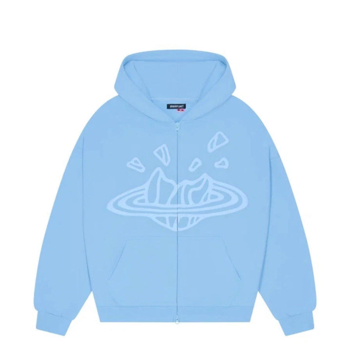 Broken Planet Zip Up Hoodie Sky Blue