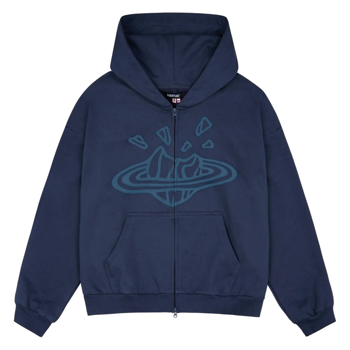 Broken Planet Zip-Up Deep Navy Hoodie